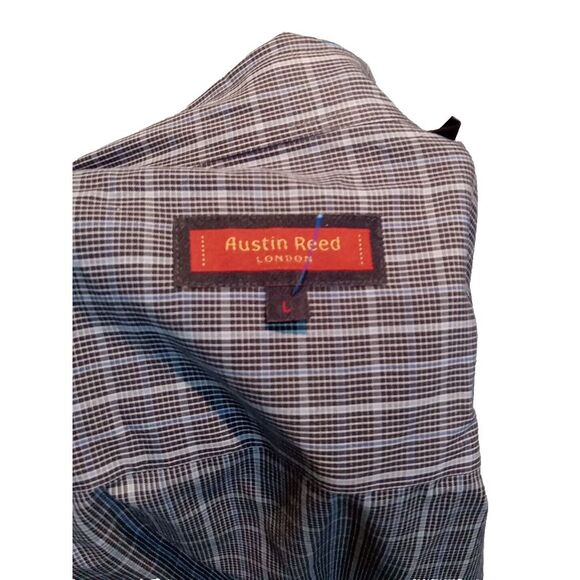 Beautiful AUSTIN REED Hong Kong Cotton Short Sleeve Shirt BLUES Large - Picture 2 of 3